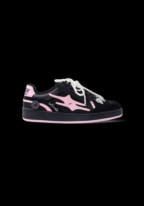 Retro Training Sneaker-Black Pink Bow